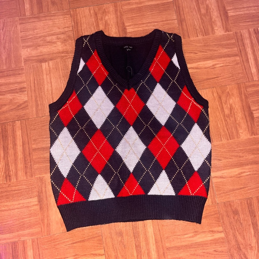 Knit Argyle Vest